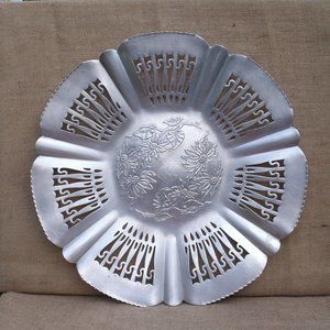 Vintage Farber & Shlevin Poinsettia Aluminum Serving Tray